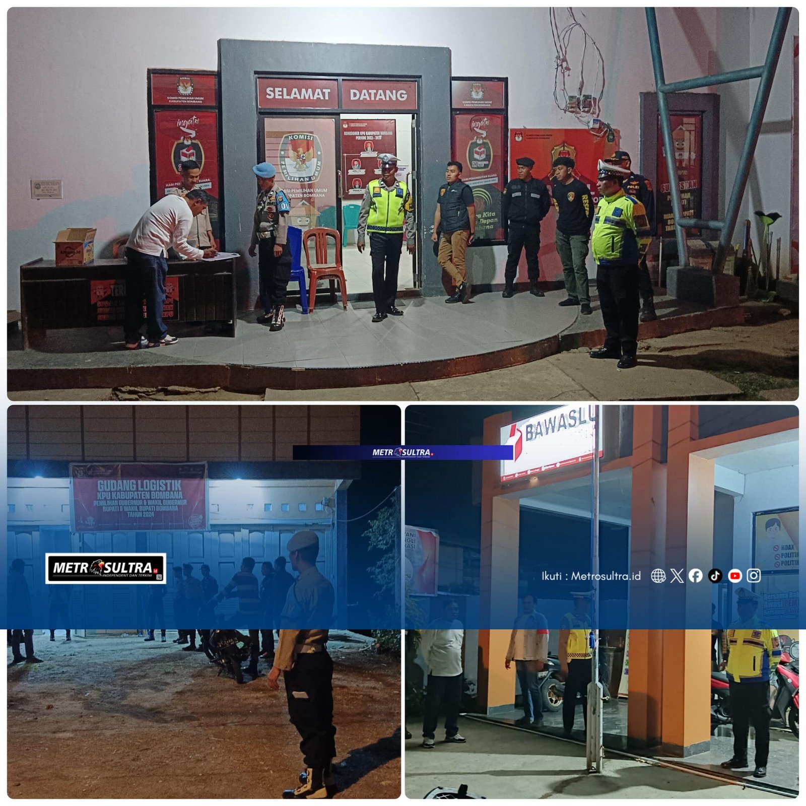 Jaga Keamanan Pilkada, Polres Bombana Rutin Patroli di Pusat Penyelenggaraan Pemilu