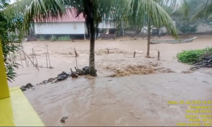 Bombana: Curah Hujan Tinggi Picu Banjir di desa Pongkalaero 1