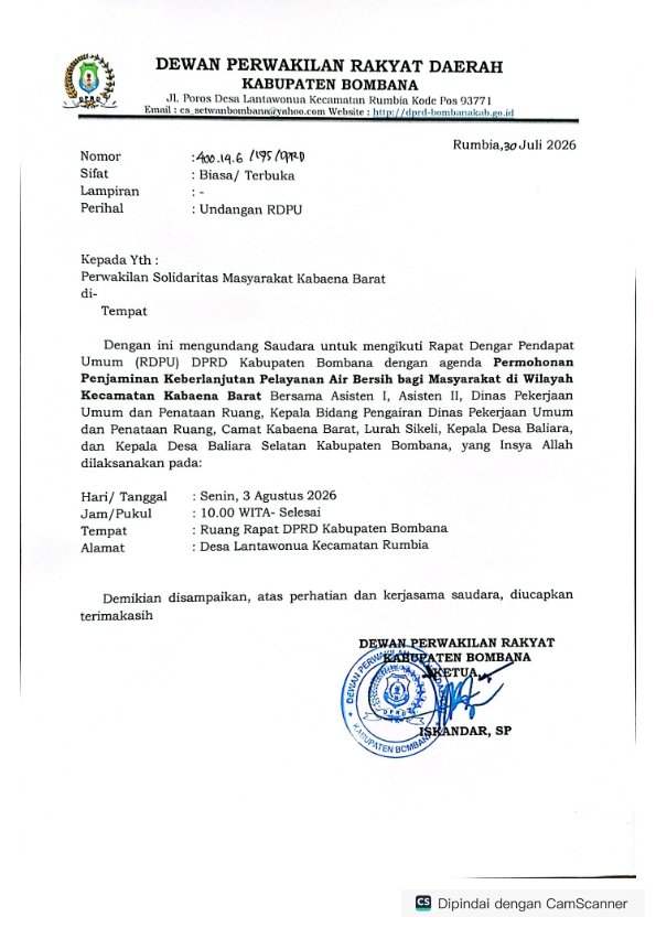 DPRD Bombana Segera Gelar RDP Menyikapi Persoalan Air Bersih di Kabaena Barat 2